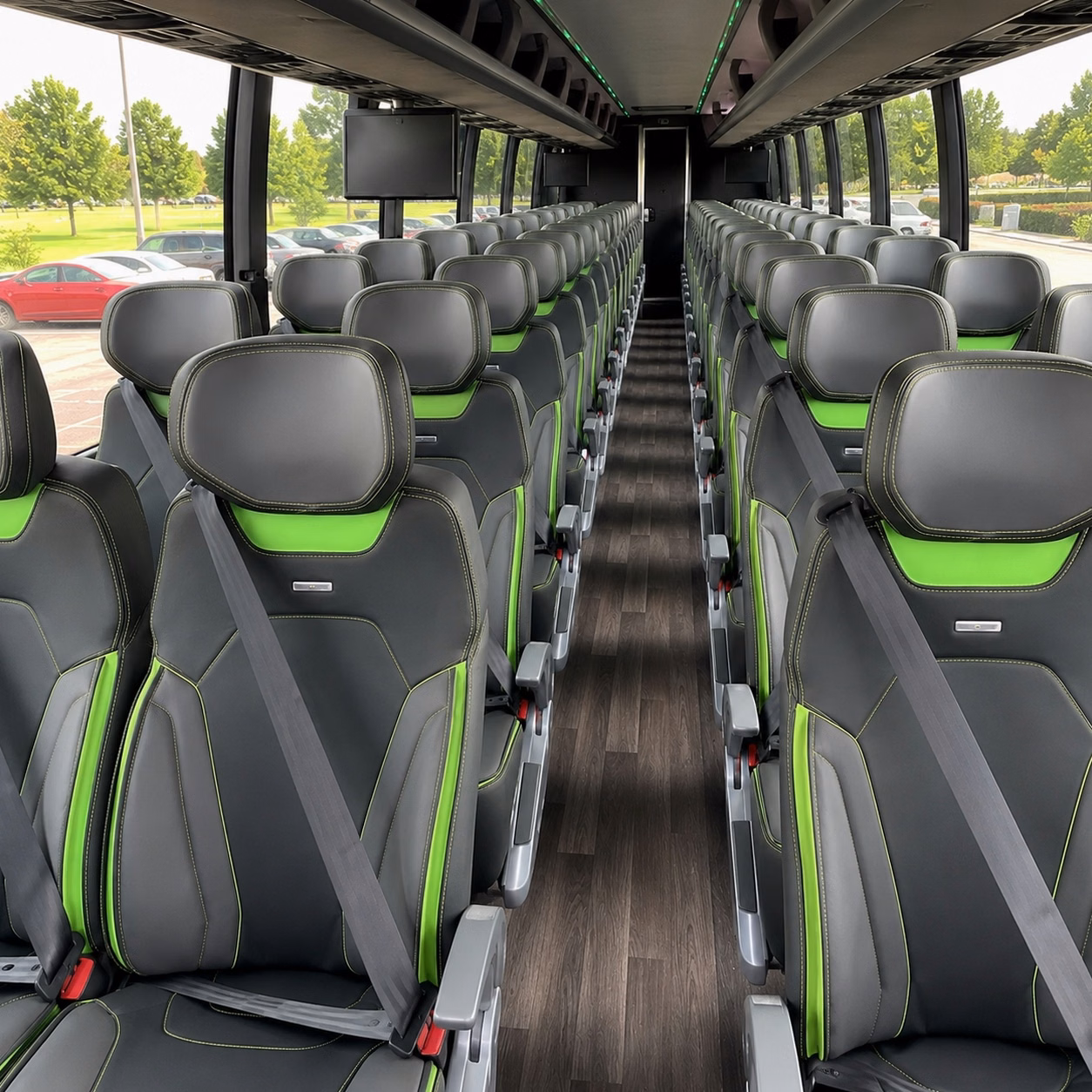 56 passenger charter bus inside